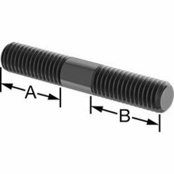 Bsc Preferred Black-Oxide Steel Threaded on Both End Stud M8 x 1.25 mm Thread 20 mm Thread Lengths 50 mm Long 93275A030